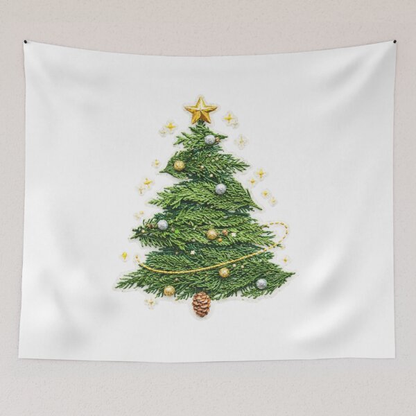 Item preview, Embroidered Christmas Tree Sticker – Cozy Holiday Aesthetic designed and sold by Gurjeetpixelart.