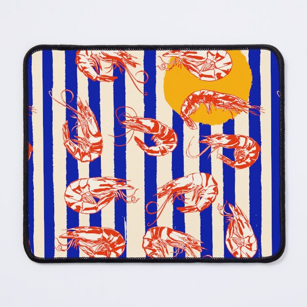Item preview, Vintage Blue Stripes Shrimps Illustration designed and sold by MaiZephyr.