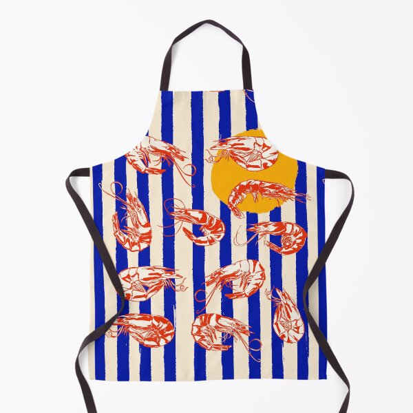 Item preview, Vintage Blue Stripes Shrimps Illustration designed and sold by MaiZephyr.