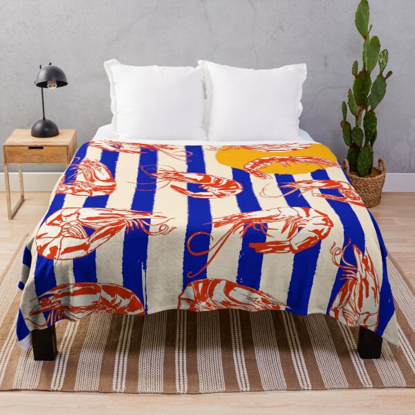 Item preview, Vintage Blue Stripes Shrimps Illustration designed and sold by MaiZephyr.
