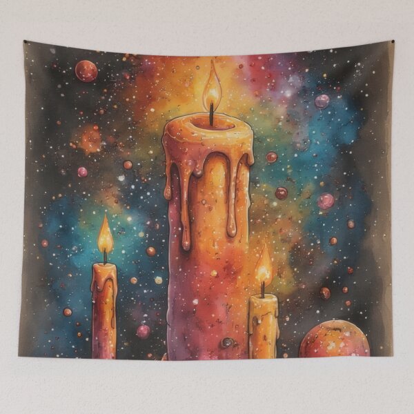 Item preview, Candles in Space Watercolor Artwork designed and sold by Mianku | Für das Leben.