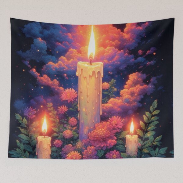 Item preview, Candles, flowers and cosmic cloud splendor designed and sold by Mianku | Für das Leben.