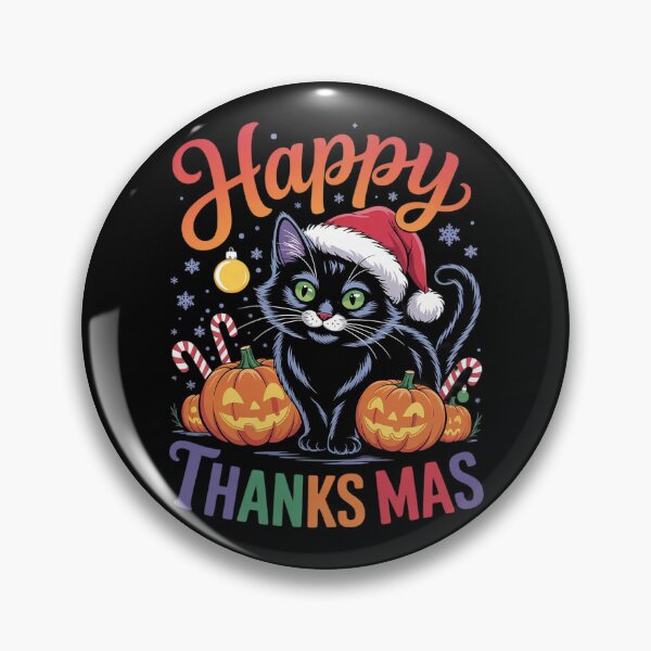 Item preview, Black Cat Happy Hallothanksmas Halloween Thanksgiving Xmas  designed and sold by RoyTill0Art.