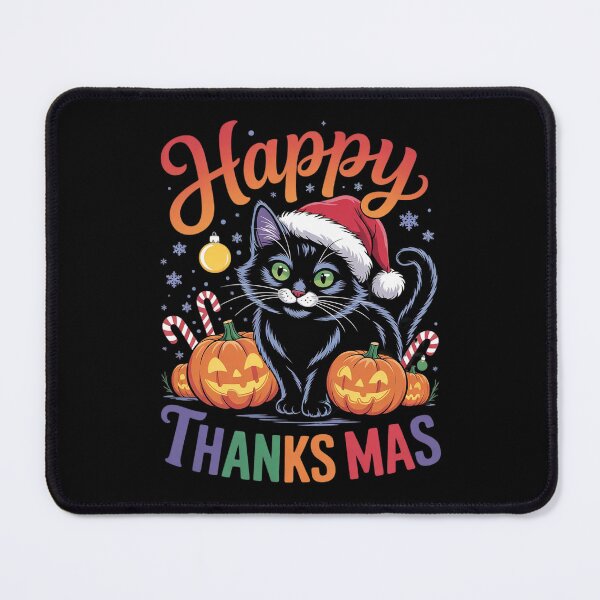 Item preview, Black Cat Happy Hallothanksmas Halloween Thanksgiving Xmas designed and sold by RoyTill0Art.