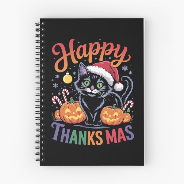 Item preview, Black Cat Happy Hallothanksmas Halloween Thanksgiving Xmas  designed and sold by RoyTill0Art.