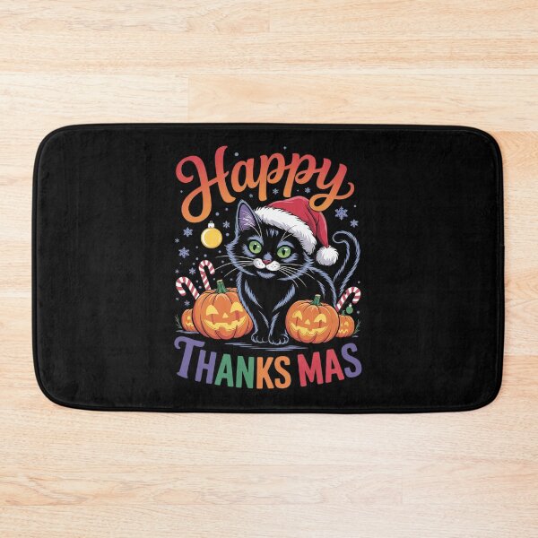Item preview, Black Cat Happy Hallothanksmas Halloween Thanksgiving Xmas  designed and sold by RoyTill0Art.