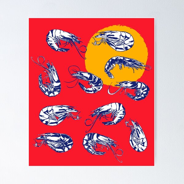 Item preview, Colorful Retro Shrimp Minimalist Illustration designed and sold by MaiZephyr.