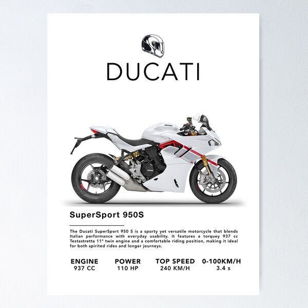 Item preview, Ducati SuperSport 950s Motorcycle Poster designed and sold by ArtRaiderMuseum.