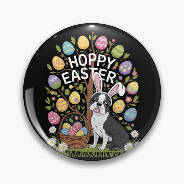 Item preview, Boston Terrier Pet Dog Hunting Egg Tree Bunny Easter Day  designed and sold by RoyTill0Art.