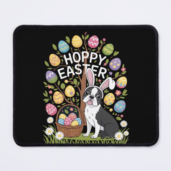 Item preview, Boston Terrier Pet Dog Hunting Egg Tree Bunny Easter Day  designed and sold by RoyTill0Art.