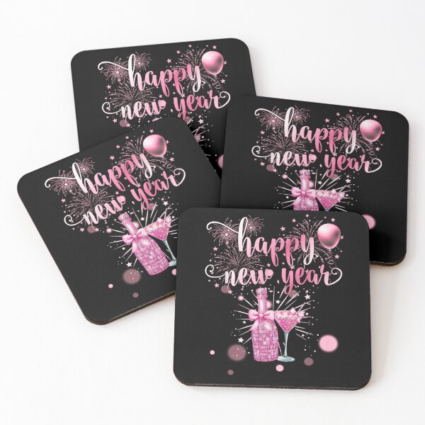Item preview, Happy New Year Pink Champagne Bottle And Cocktail Sparkly Celebration Art designed and sold by River Silva.
