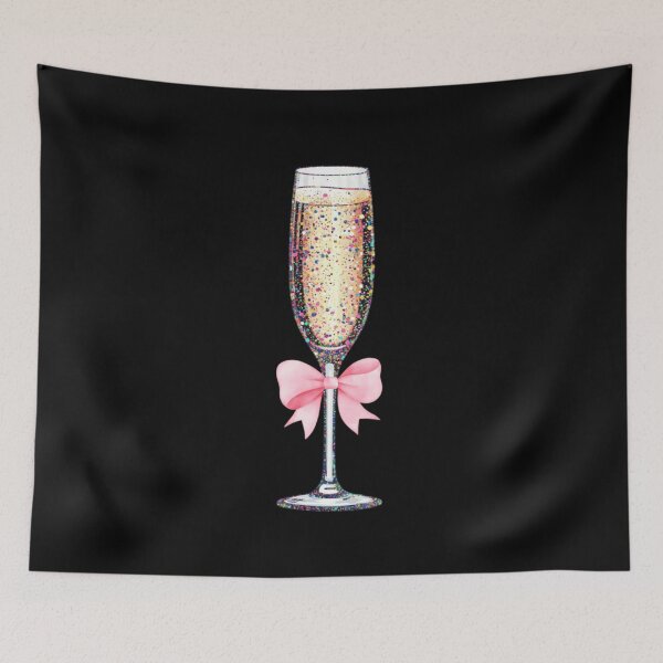 Item preview, Elegant Sparkling Champagne Glass With Pink Bow Celebration New Year Art designed and sold by River Silva.