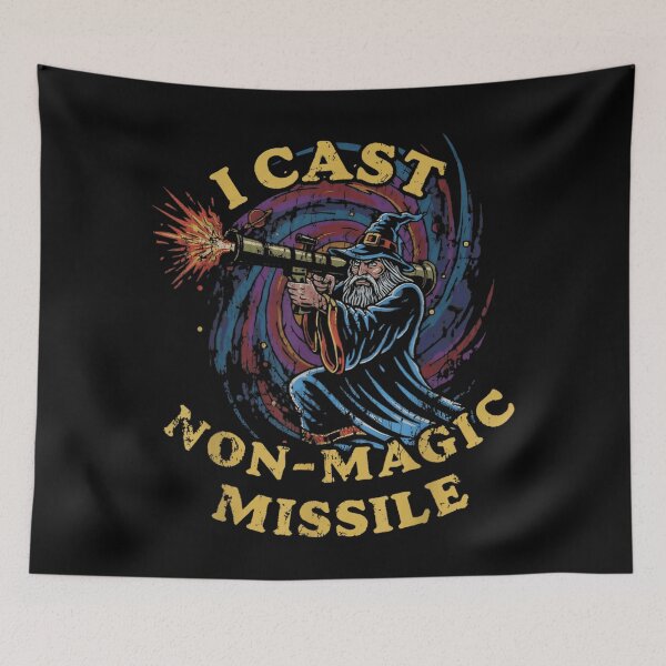 Item preview, I Cast Non Magic Missile Funny Wizard Holding Rocket Launcher Art designed and sold by Denenberg Jardel.