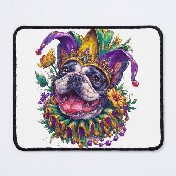 Item preview, Mardi Gras French Bulldog. Colorful Jester Dog Art designed and sold by Anastasiia Yurevych.