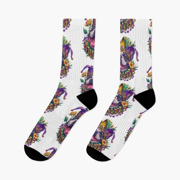 Item preview, Mardi Gras French Bulldog. Colorful Jester Dog Art designed and sold by Anastasiia Yurevych.