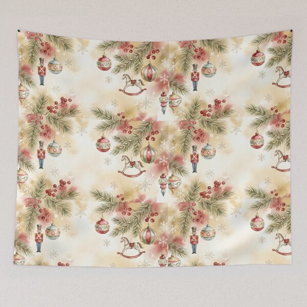 Item preview, Watercolor Christmas Holiday Background with Vintage Ornaments designed and sold by AFernandesDSG.