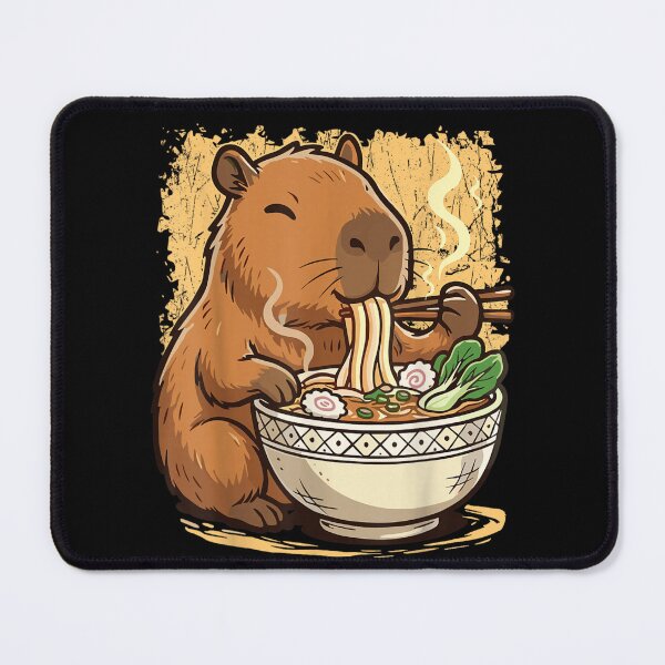 Item preview, Cute Capybara Eating Noodles Funny Food Lover Animal Illustration designed and sold by Taniyah Gomes.