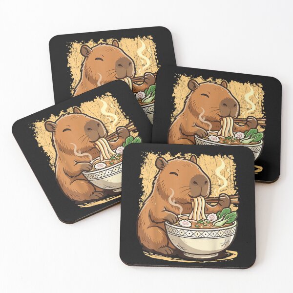 Item preview, Cute Capybara Eating Noodles Funny Food Lover Animal Illustration designed and sold by Taniyah Gomes.