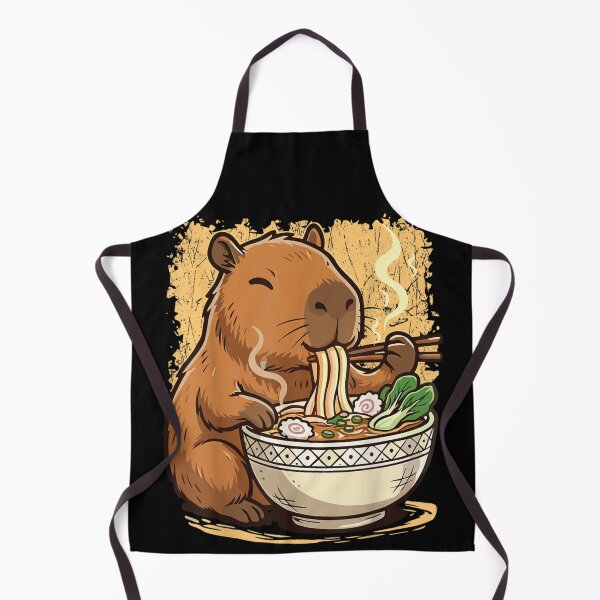 Item preview, Cute Capybara Eating Noodles Funny Food Lover Animal Illustration designed and sold by Taniyah Gomes.