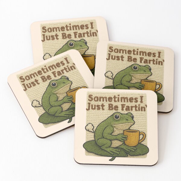 Item preview, Sometimes I Just Be Fartin' Frog Drinking Coffee Vintage Faux Yarn  designed and sold by SunfullyYours.