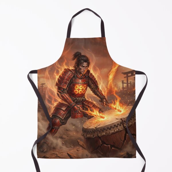 Item preview, Sanada Yukimura – Flaming Battle Drum | Samurai Fire Warrior Art | Mori no Akari Series designed and sold by Mori-no-Akari.