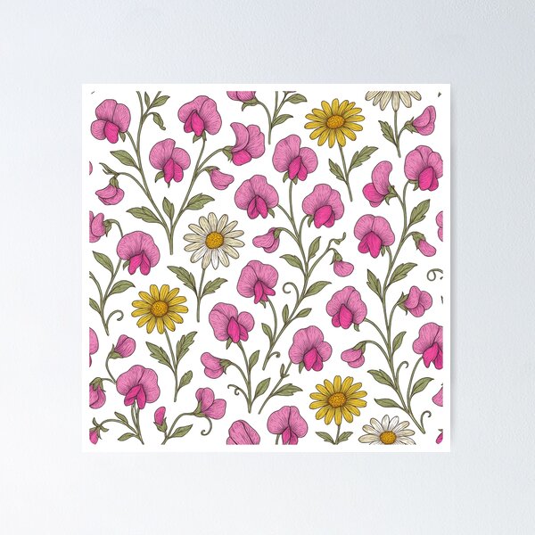 Item preview, April | Sweet Pea and Daisy flowers designed and sold by vagar.