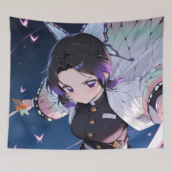 Item preview, Shinobu Kocho Demon Slayer Anime Girl Night Sky Battle designed and sold by Tokyonomad.
