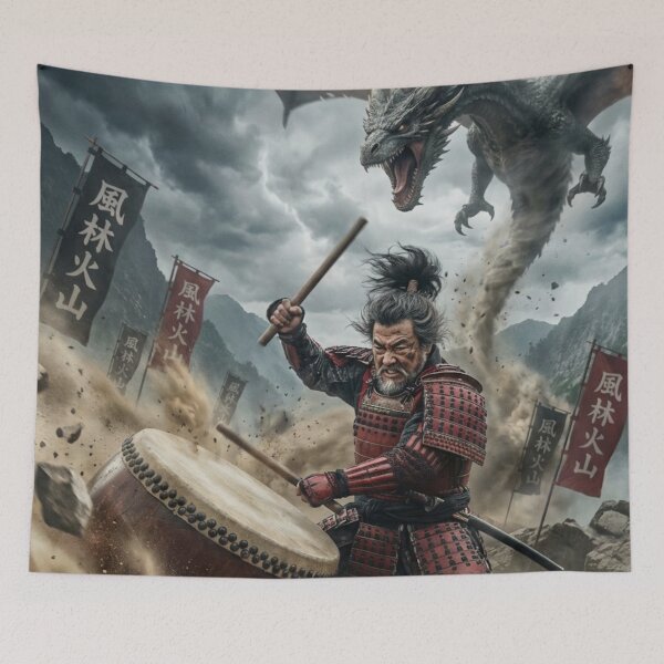 Item preview, Takeda Shingen – Dragon War Drum | Fūrinkazan Samurai Fantasy Art | Mori no Akari Series designed and sold by Mori-no-Akari.