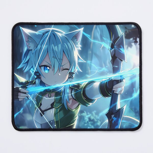 Item preview, Sinon Sword Art Online Anime Girl Waifu Archer Forest Blue Magic Cat Ears designed and sold by Tokyonomad.