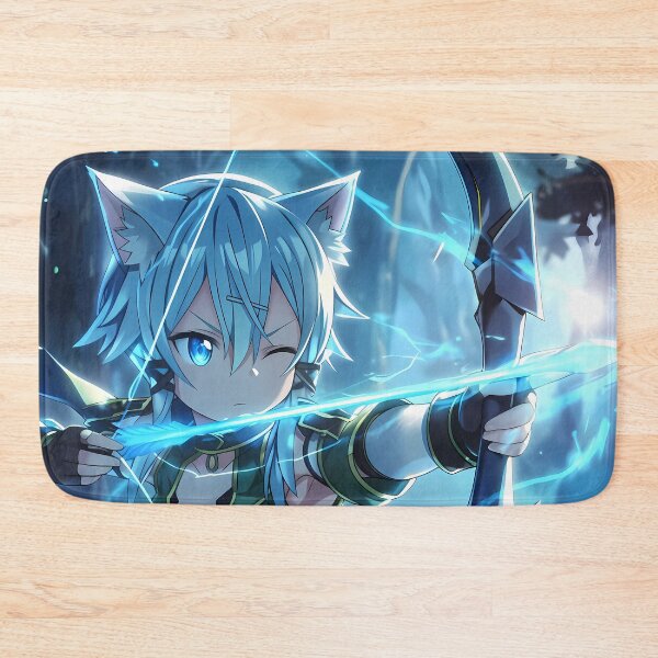 Item preview, Sinon Sword Art Online Anime Girl Waifu Archer Forest Blue Magic Cat Ears designed and sold by Tokyonomad.