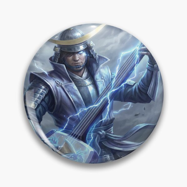 Item preview, Date Masamune – Thunder Biwa Warrior | Lightning Samurai Fantasy Art | Mori no Akari Series designed and sold by Mori-no-Akari.