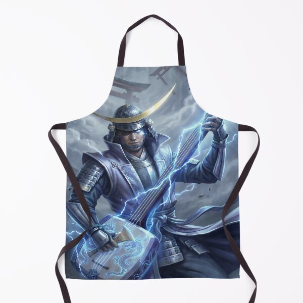 Item preview, Date Masamune – Thunder Biwa Warrior | Lightning Samurai Fantasy Art | Mori no Akari Series designed and sold by Mori-no-Akari.