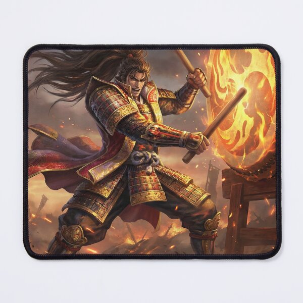 Item preview, Maeda Keiji – Flaming War Drum Hero | Samurai Firestorm Fantasy Art | Mori no Akari Series designed and sold by Mori-no-Akari.