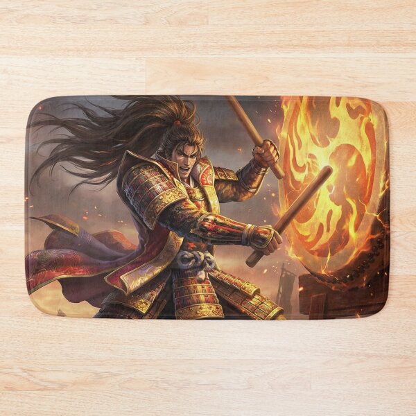 Item preview, Maeda Keiji – Flaming War Drum Hero | Samurai Firestorm Fantasy Art | Mori no Akari Series designed and sold by Mori-no-Akari.