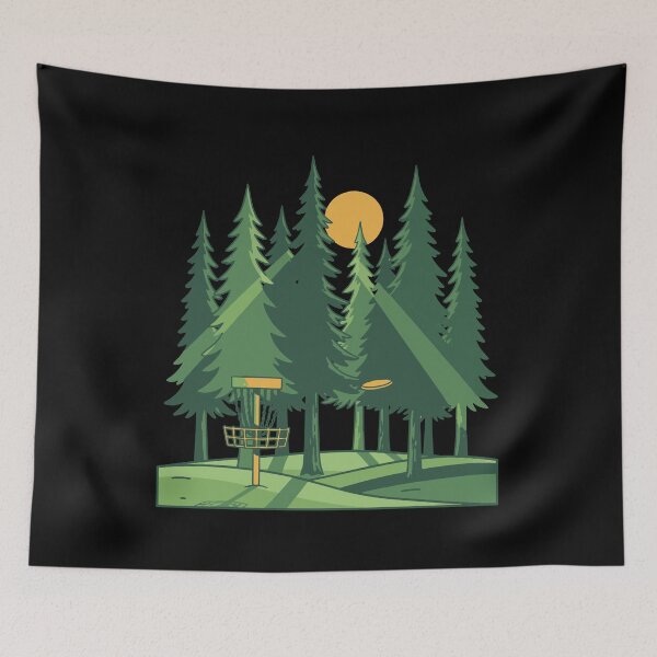 Item preview, Disc Golf Forest Sunset Flying Disc Basket Scene designed and sold by LuminOrb.