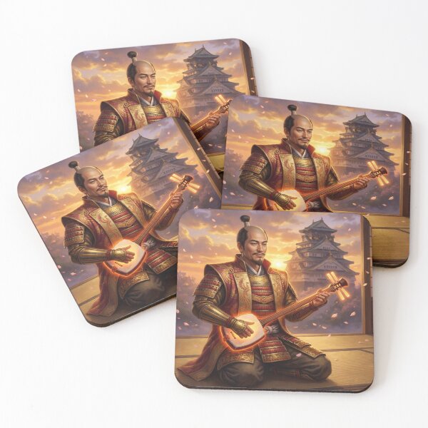 Item preview, Toyotomi Hideyoshi – Golden Sunset Shamisen | Samurai Harmony Art | Mori no Akari Series designed and sold by Mori-no-Akari.