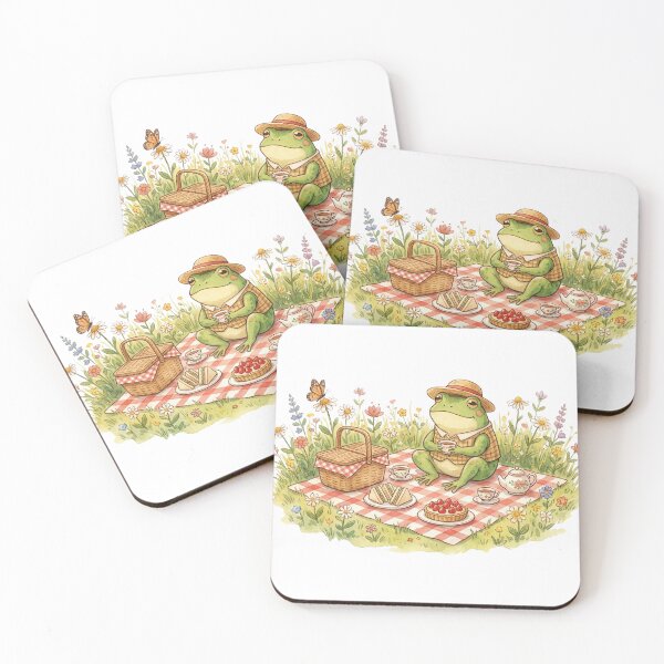 Item preview, Cozy Frog Picnic with Tea and Sandwiches in Meadow designed and sold by EverBranz-stor.