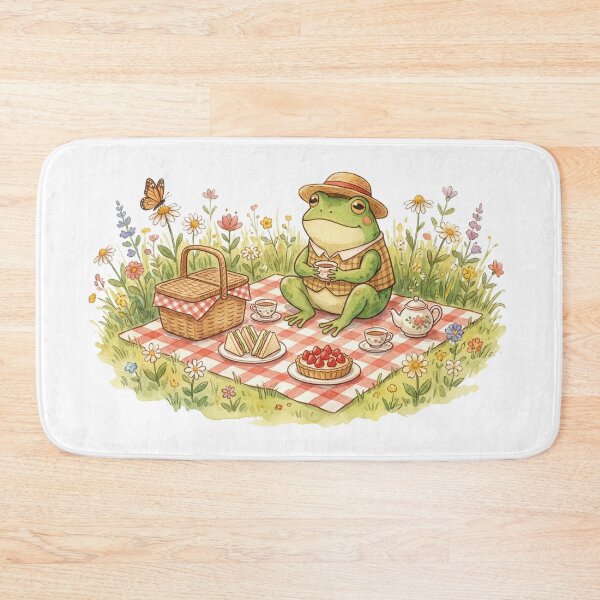 Item preview, Cozy Frog Picnic with Tea and Sandwiches in Meadow designed and sold by EverBranz-stor.