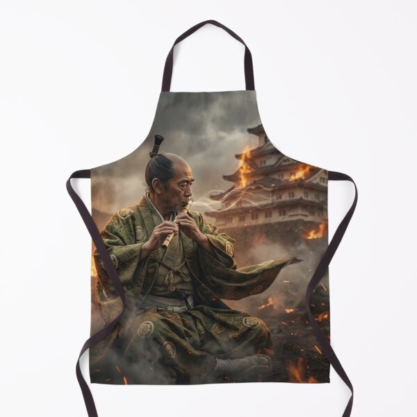 Item preview, Tokugawa Ieyasu – Flames of Calm | Samurai Shakuhachi Amid Burning Castle | Mori no Akari Series designed and sold by Mori-no-Akari.