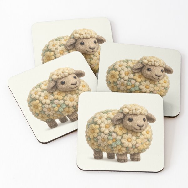 Item preview, Cute Cozy Sheep Floral Whisperer Herder Farmer Vintage Faux Yarn designed and sold by SunfullyYours.