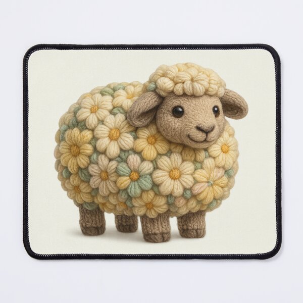 Item preview, Cute Cozy Sheep Floral Whisperer Herder Farmer Vintage Faux Yarn designed and sold by SunfullyYours.