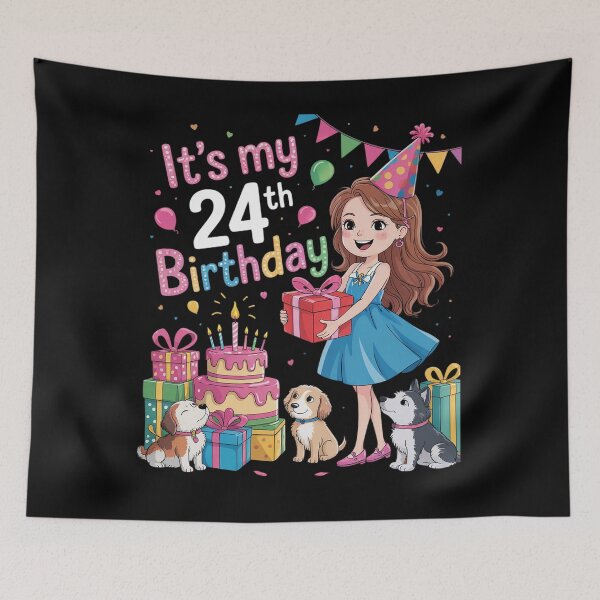 Item preview, Cute Girl With Dogs It’s My 24th Birthday Mommy 24 Years Old  designed and sold by RsFilsingerArt.