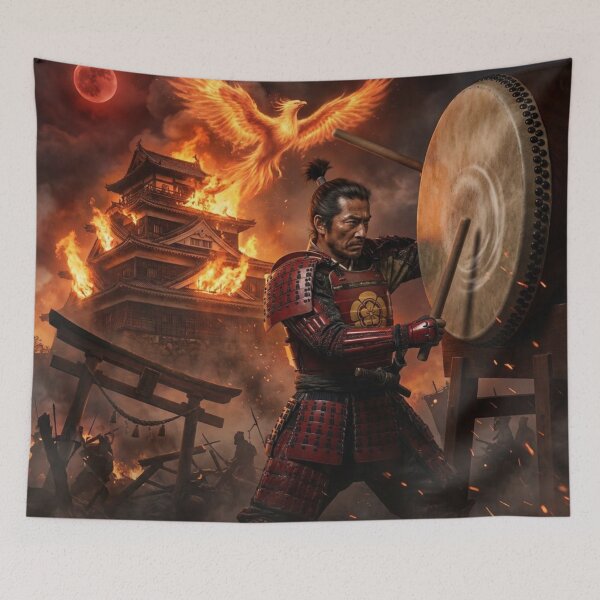 Item preview, Oda Nobunaga – Phoenix War Drum | Burning Castle Samurai Legend | Mori no Akari Series designed and sold by Mori-no-Akari.