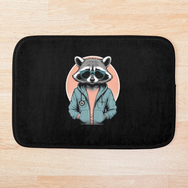 Aperçu de l'œuvre Cool raccoon with sunglasses and streetstyle jacket créée et vendue par Timowo Studio | Fine Line Wildlife Art & Modern Nature Graphics.