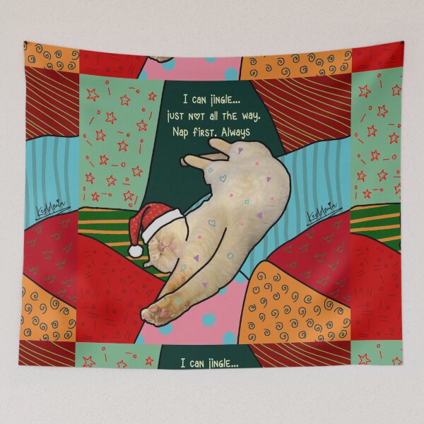 Item preview, Sleepy Cat Jingle Nap Christmas Illustration designed and sold by Keddmia.