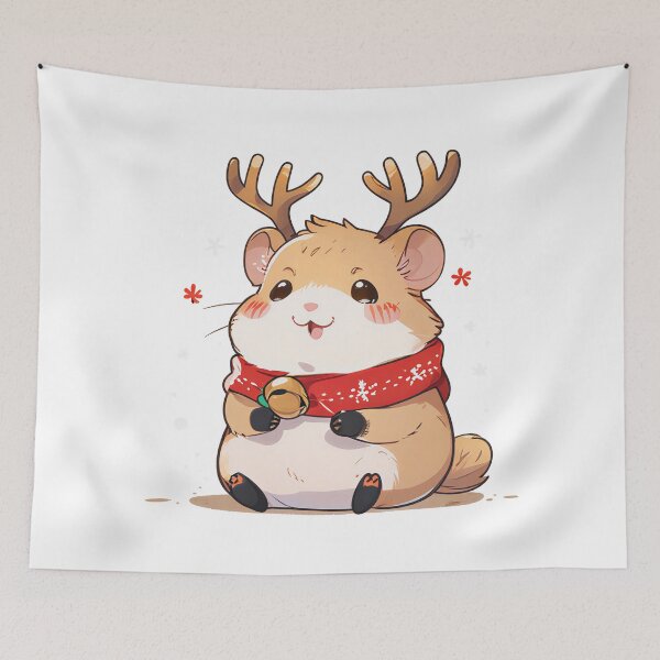 Item preview, Cute hamster with reindeer antlers designed and sold by CircleTriangle.