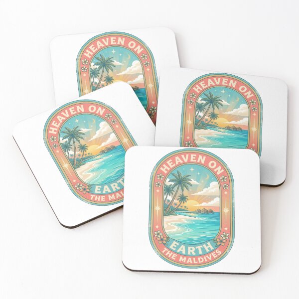 Item preview, HEAVEN ON EARTH, ONE OCEAN Maldives badge design - a beautiful yet thought-provoking design that celebrates the Maldives while raising environmental awareness! designed and sold by buycostarica.