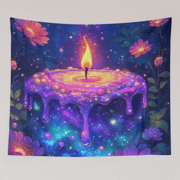 Item preview, A glowing candle in an enchanted flower garden designed and sold by Mianku | Für das Leben.