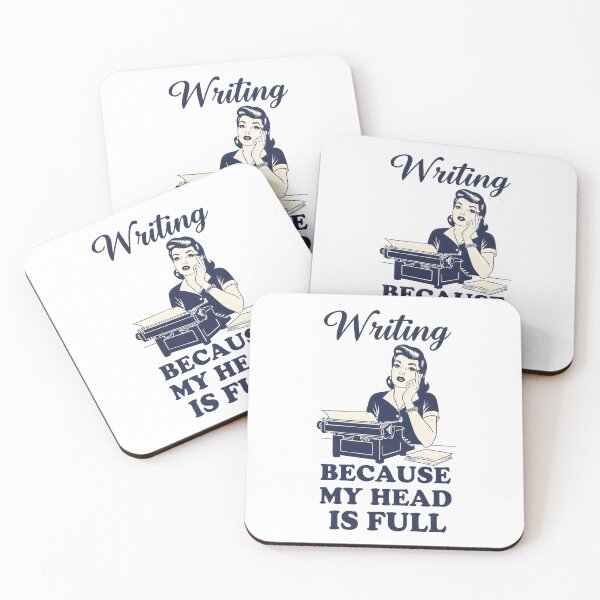 Item preview, "Writing Because My Head Is Full" Vintage Retro Typography Art – Writer Author Design designed and sold by Luminari Creations.