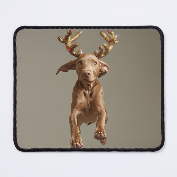 Item preview, Festive Vizsla Puppy with Sparkly Reindeer Antlers designed and sold by Visioneed.ai.